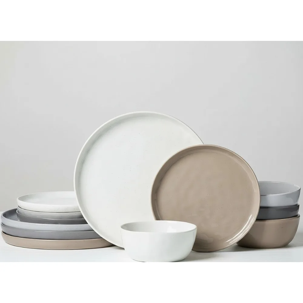12-Piece Stoneware Dinnerware Set for 4 – Plates & Bowls 1