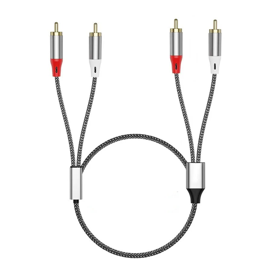 2RCA auf 2RCA Dual Lotus Head, Stereo-Subwoofer-Audiokabel, geeignet für Heimkino und hochauflösende Fernseher