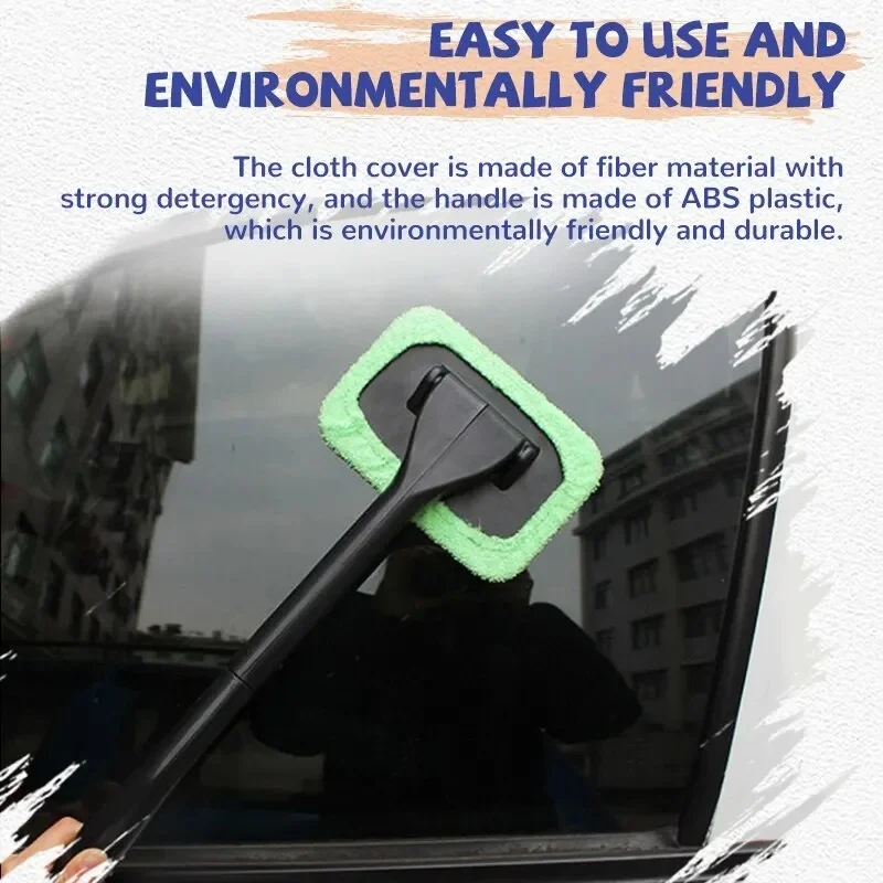 Car Window Cleaner Brush Kit Windshield Cleaning Wash Tool Inside Interior Auto Glass Wiper With Long Handle 4