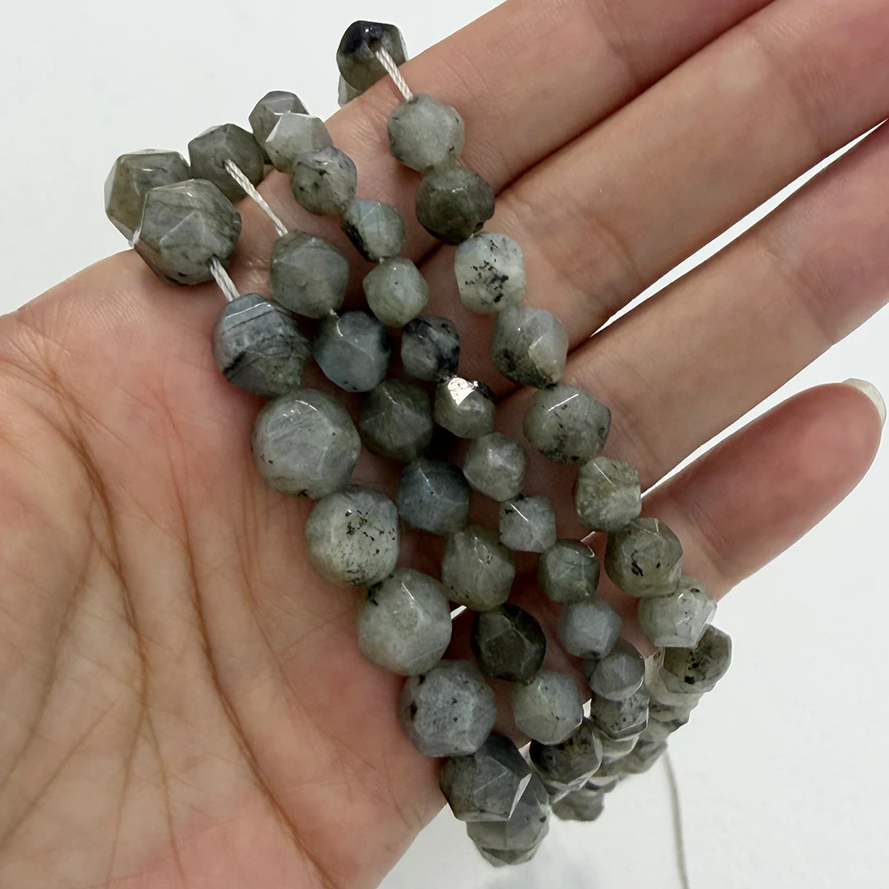15 "natürliche Stein Big Schneidet Faceted B Qualität Grau Labradorit Runde Lose Perlen 6 8 10 mm Pick Größe