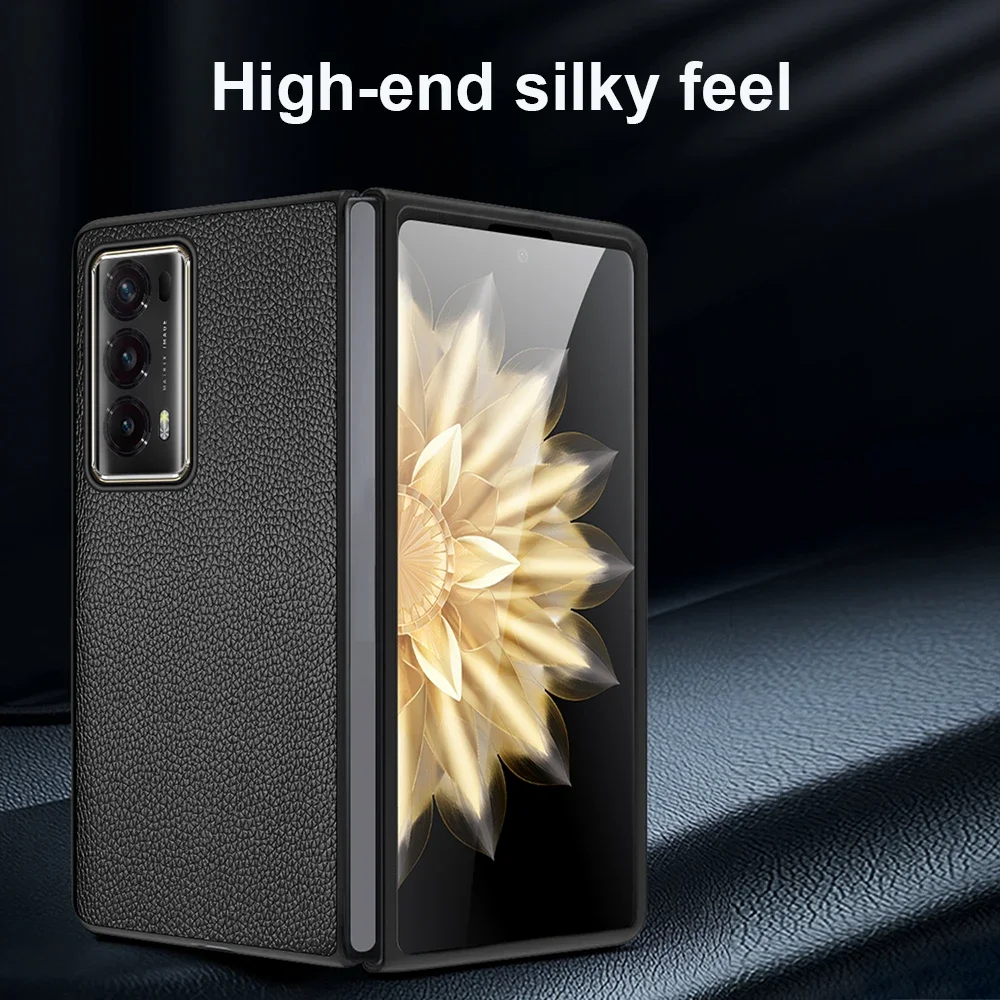 For Honor Magic V2 MagicV2 Case Official Genuine Cowhide Leather Shockproof Hard PC Alligator Ltichi Texture Ultra Thin Cover