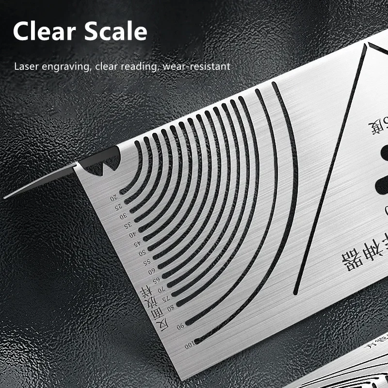 Arc Marking Ruler Right Angle Construction Arc Parallel Drawing Tool 90 Degree Folding Ruler for Metalworking Cutting Guide