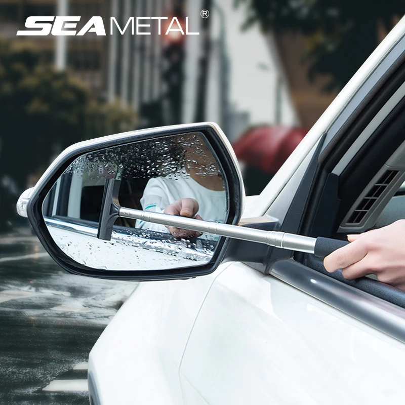 Car Telescopic Rearview Mirror Squeegee Portable Rainy Glass Window Handheld Wiper Car Side Mirror Cleaning Tool car rearview mirror wiper