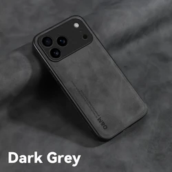 Premium Nubuck Leather Shockproof Magnetic Protective Phone Case - iPhone 17 Pro (Dark Grey)