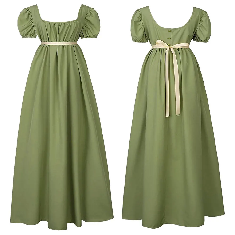 Vestido Regency Infantil ZhouBoat - Estilo Vitoriano Manga Bufante 10-14 Anos