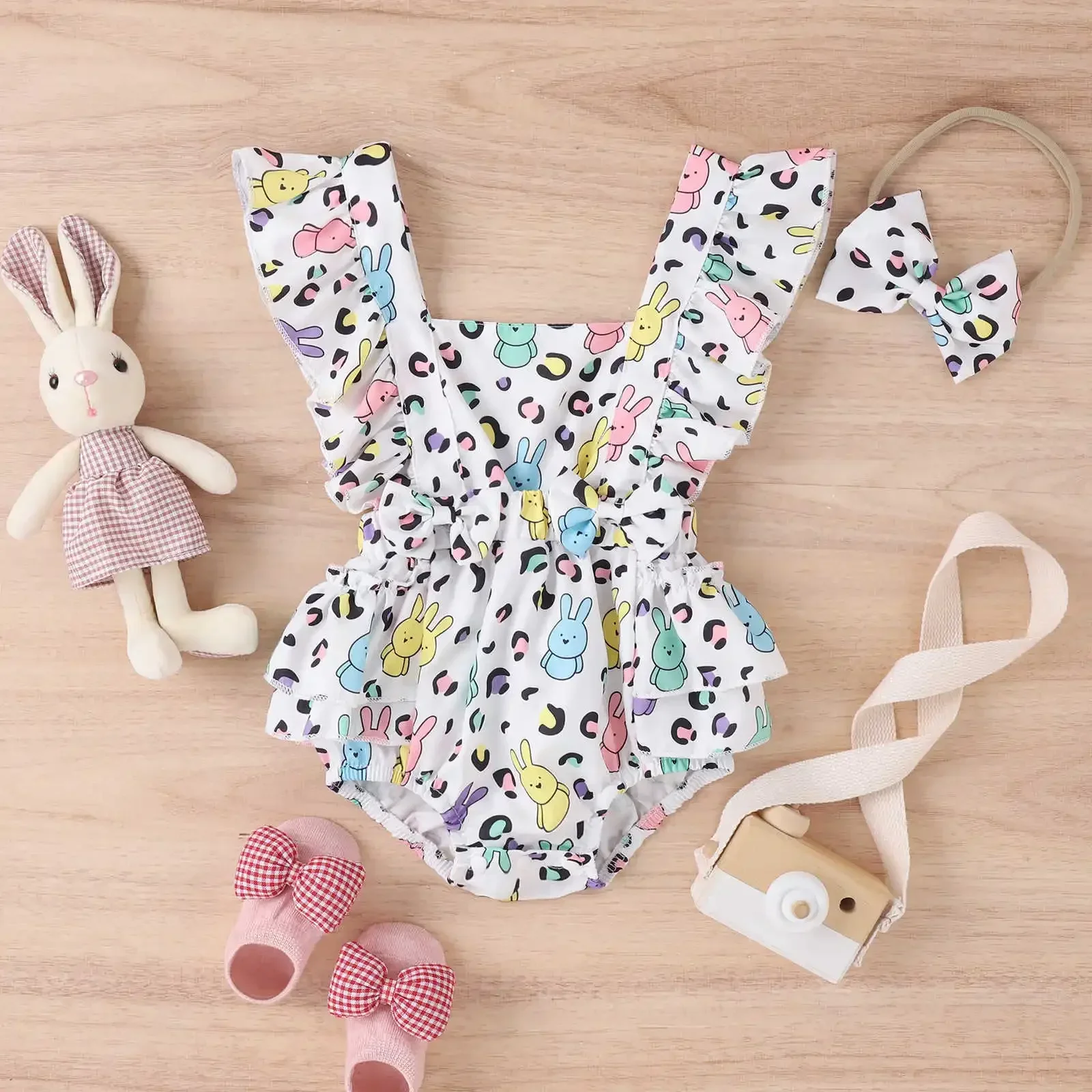 

Easter Baby Outfit 2023 New Summer Overalls For Kids Baby Girl Clothes Jumpsuits Sleeveless Triangle Romper 2 Pieces 0-12 Months