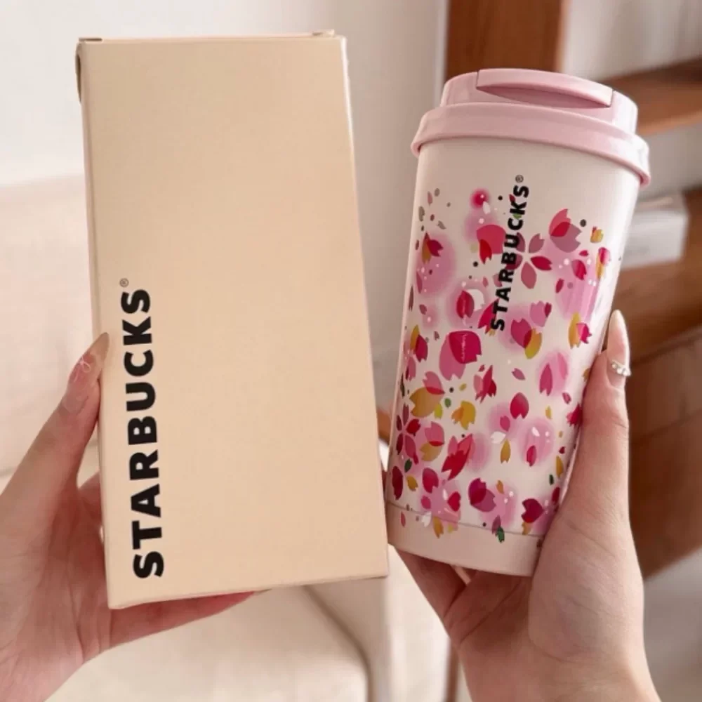 كوب قهوة ستاربكس الحراري بتصميم زهر الكرز - ستانلس...