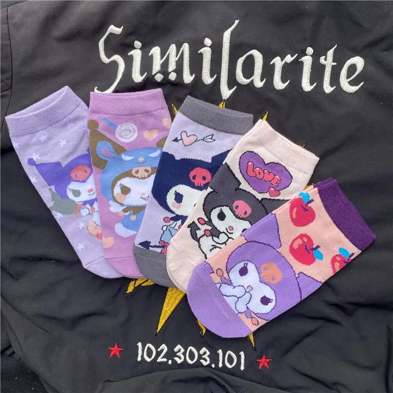 

Kawaii Sanrio Anime Socks Cute Kuromi Simplicity Soft Sweet Cool Warm Comfort Sweet Shallow Mouth Short Socks Creative Girl Gift
