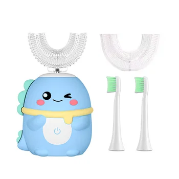 Spazzolino elettrico sonico a forma di U per bambini Cartone animato ricaricabile USB Spazzolini automatici a 360 gradi Luce blu IPX7 1