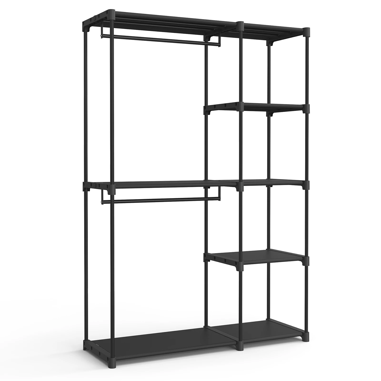 SONGMICS Freestanding Wardrobe, Foldable Closet, Coat Rack with Clothes Rails, Open Storage Wardrobe, Cloakroom, Bedroom - Image 2