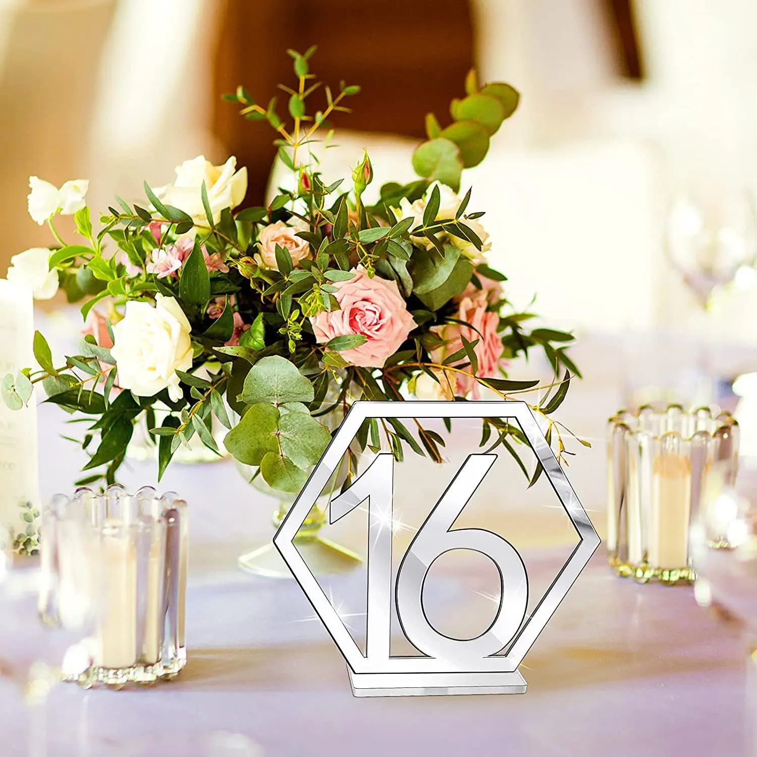 1-40 Table Number Signs for Wedding Party Decor,silver or Gold Acrylic Number Wedding Engagement Seat Numbers Sign with Base