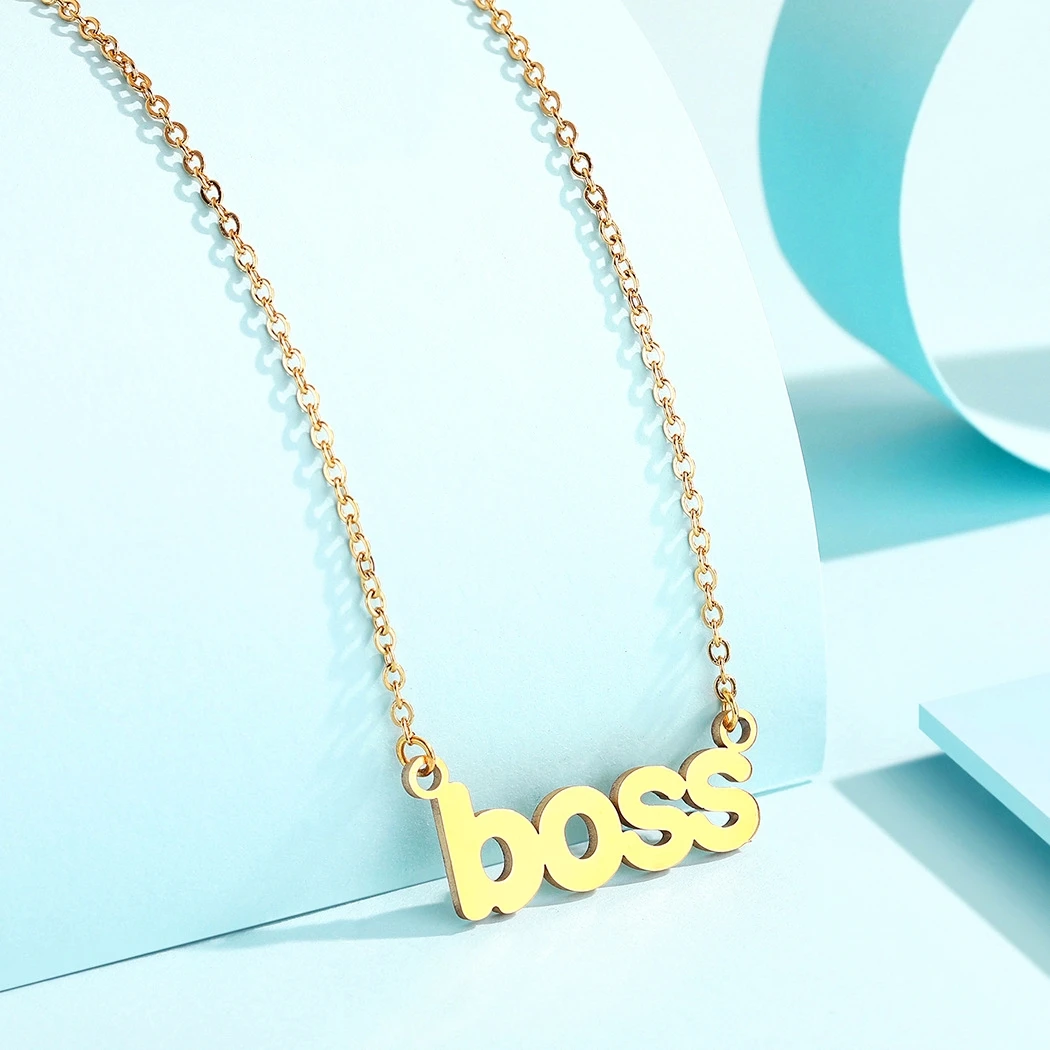 

Letter Boss Pendant Necklaces for Women 18k Gold plated Stainless Steel Necklace Jewelry Dropsinpping Jewelry Best Gift