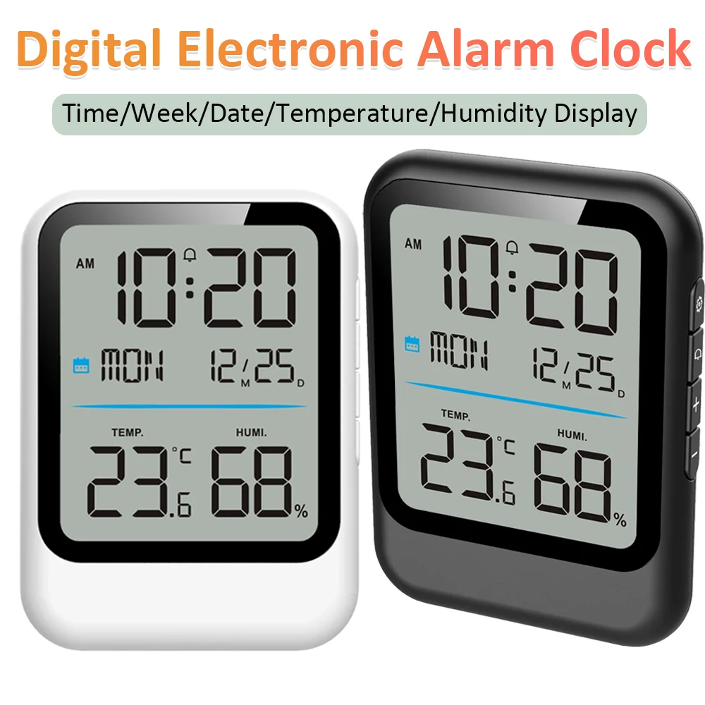 Digital Electronic Alarm Clock Temp Humidity Sensor Time/Week/Date/Temp ...