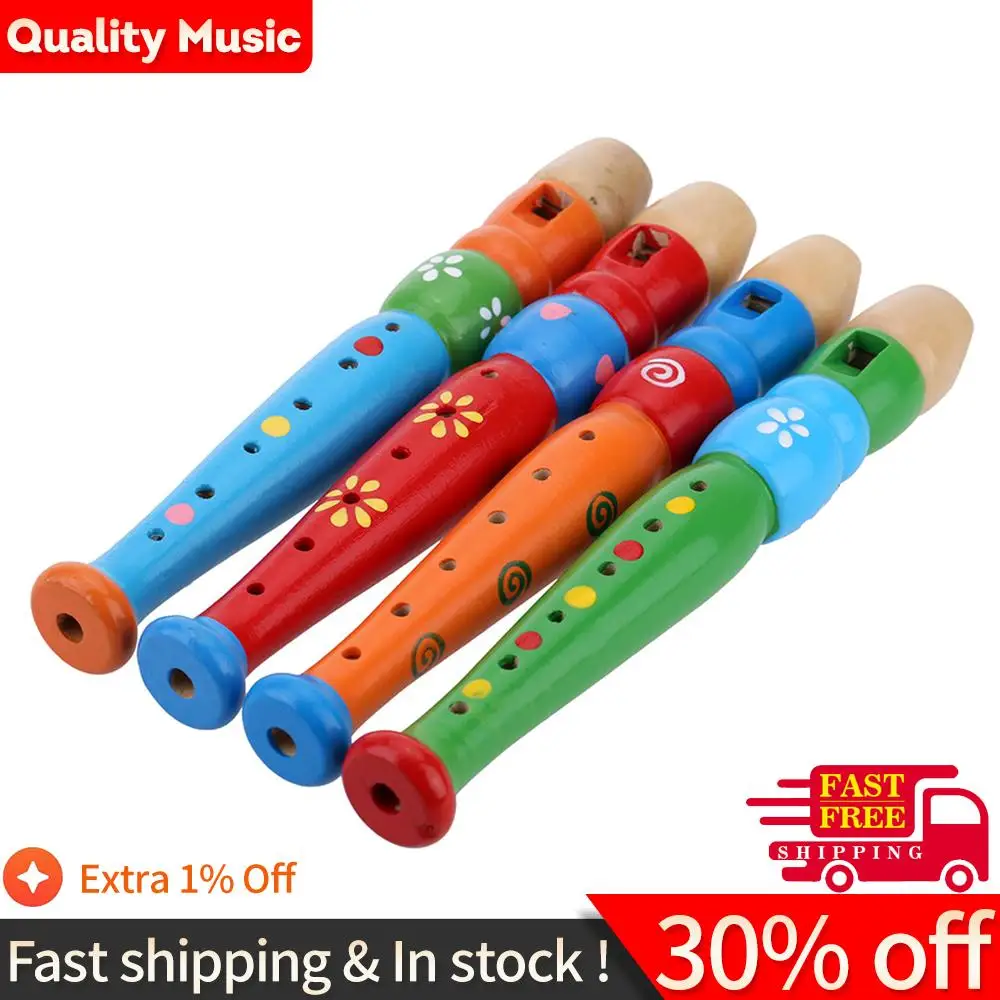 Wooden Piccolo Flute Sound Toy Musical Instrument Early Education Toy Gift For Baby Kid Child