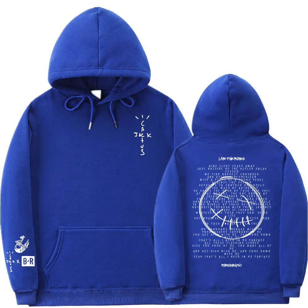 Sudadera con capucha de Cactus Jack para hombre y mujer, suéter con estampado de logotipo de doble cara, forro polar, estilo Hip Hop de gran tamaño