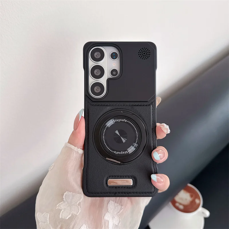 Premium Magnetic PU Leather Aromatherapy Case with Rotating Bracket and Wireless Charging Support