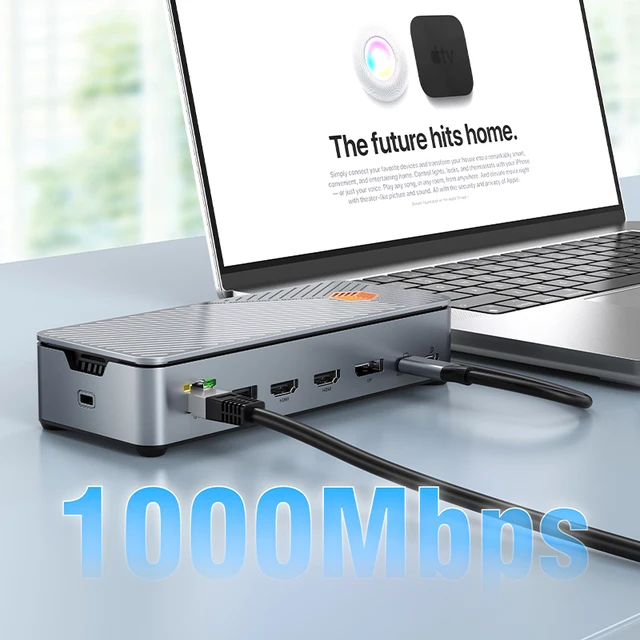 CABLETIME USB C Docking Station Type C Dock Multi HUB PD100W HDMI DP Display SSD Enclosure RJ45 SD/TF Card for Macbook Laptop 4