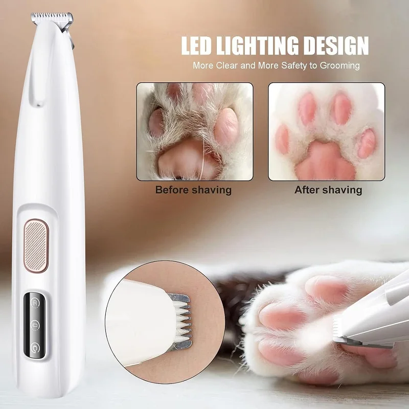 Hair Trimmer Pet Clipper Dog Hair Trimmer Pet Hair Trimmer Dog Clipper New Dog Paw Trimmer with LED Light Waterproof 18mm Widen Blade