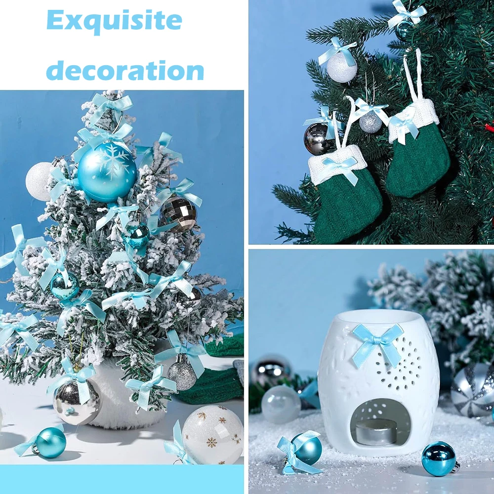50/100 Stück Mini blaue Satinbandschleifen rosa kleine Schleife DIY Handwerk Geschenk Hochzeit Geburtstag Party Dekorationen Schleife Blumendekor – Detail 8