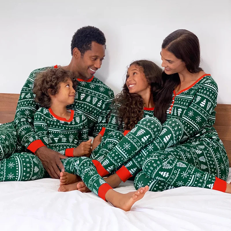 thumbnail image 1 of 2024 Christmas Family Matching Pajamas Mother Daughter Father Son Family Look Outfit Baby Girl Rompers Sleepwear Pyjamas, 1 of 4