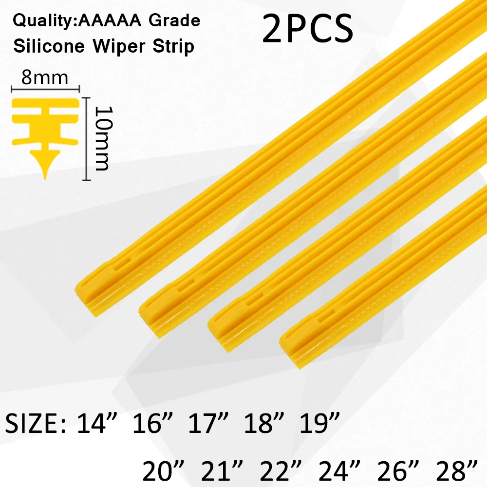 

2pcs Car Wiper Windscreen Vehicle Insert Yellow silicagel Strip Refill 8mm Soft 14"16"17"18"19"20"21"22"24"26"28" Accessories