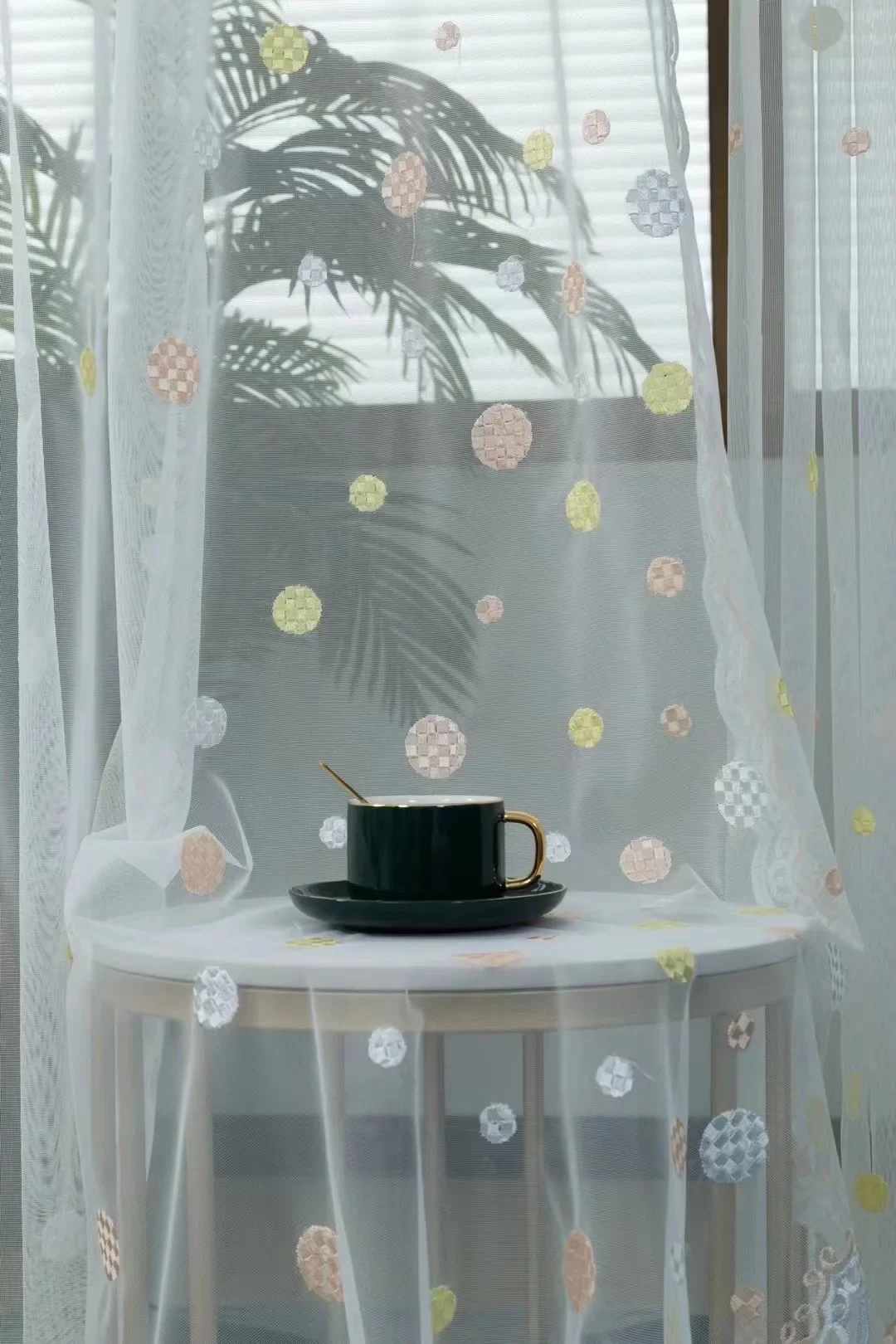 1PC Living Room Bedroom Cartoon Woven Colored Ball Barbed Window Screen Breathable, Translucent Nordic Style 4