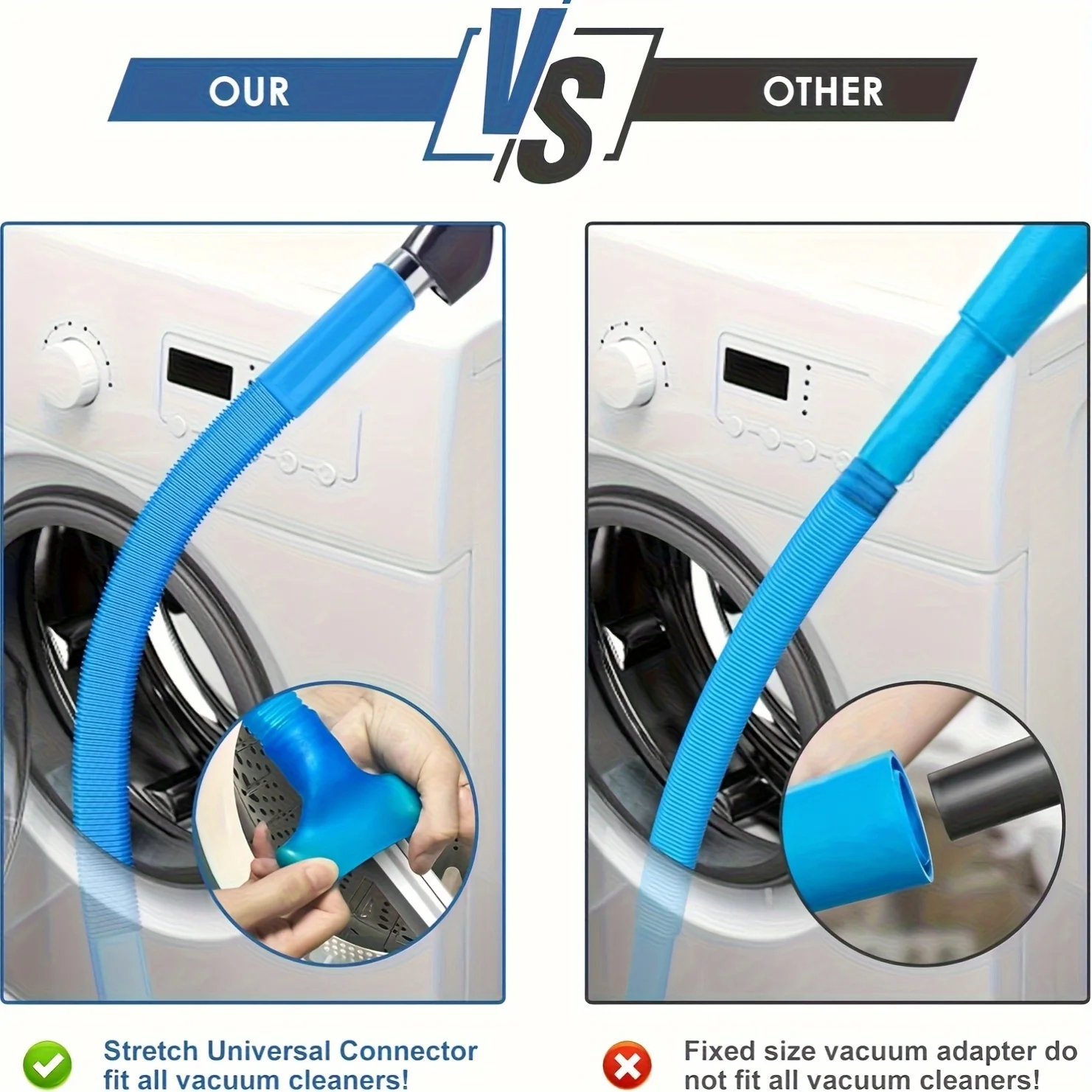 1Pc Drying Machine Exhaust Cleaner Hose - Flexible Yarn with Elastic Connector for Cleaning Vacuum Hose Accessories