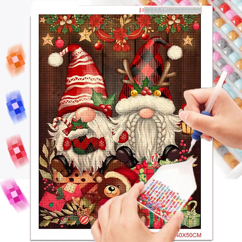 DIY Diamond Painting Santa Claus Full Drill Diamond Embroidery Cross Kit Cartoon Picture Rhinestone Mosaic Christmas Easter Gift