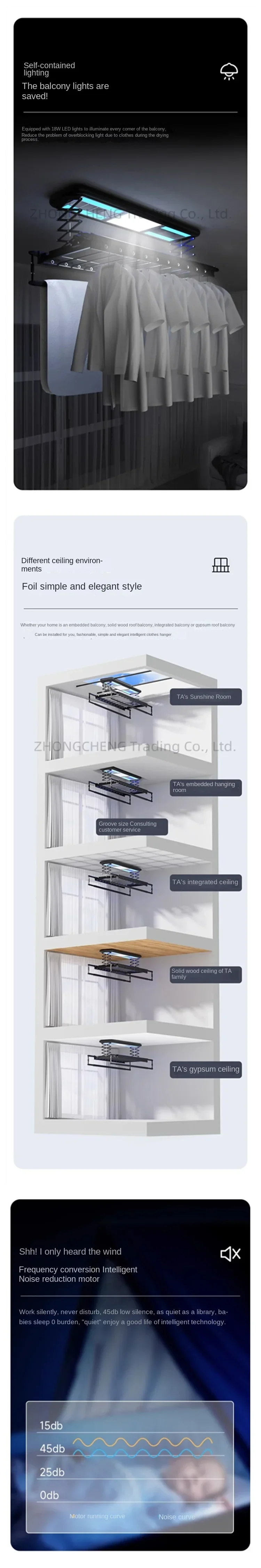 220v Electric Intelligent Remote Control Voice Control Wall Control Drying Rack