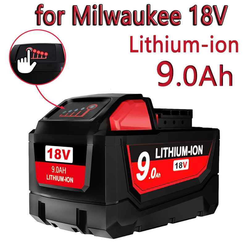 

For Milwaukee 18650 18V 9Ah Lithium Ion Battery,for Power Tools 48-11-1815 48-11-1850 2604-22 2604-20 Replacement Li-ion Battery