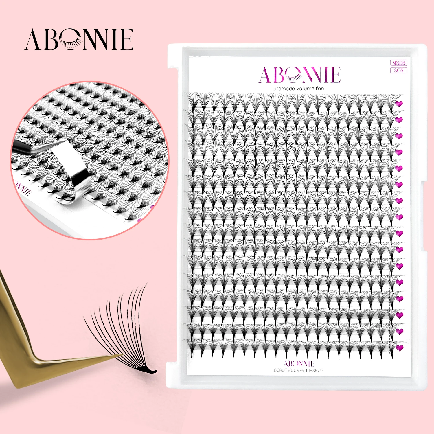 

ABONNIE Sharp Pointy Base Premade Russian Volume Fan 8D-20D 320 Fans Large Capacity Cilia Pointy Stem Eyelash Extension
