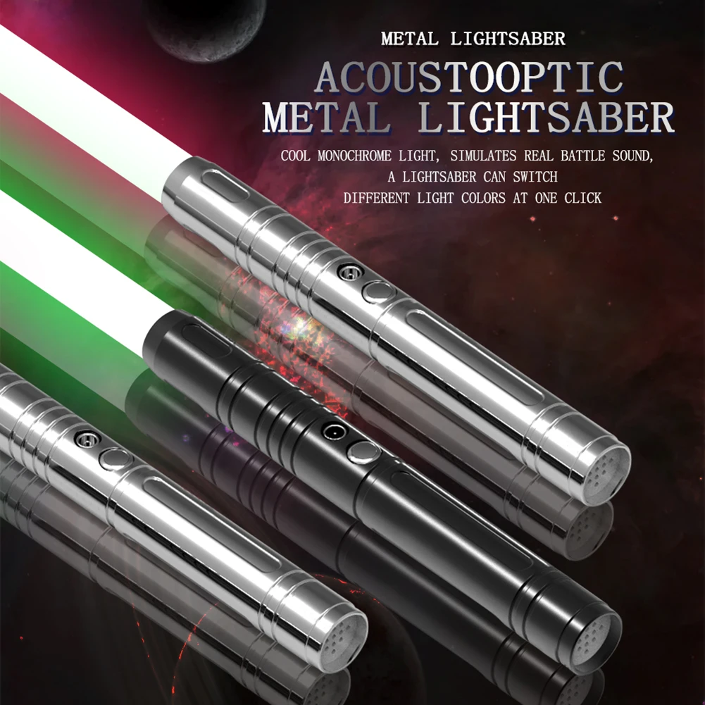 

Children Flashing Lightsaber Double Sword Cosplay Toys Sound Light Metal Handle RGB LED Luminous Dueling Light Saber