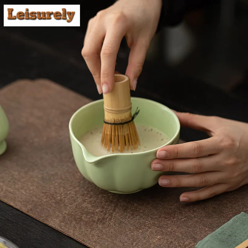 Pumpkin Petal Imitates Song Tea Set Complete Set Boutique Japanese Matcha Set Kit Tea Brush Stand Tea Ceremonial for Tea Lovers