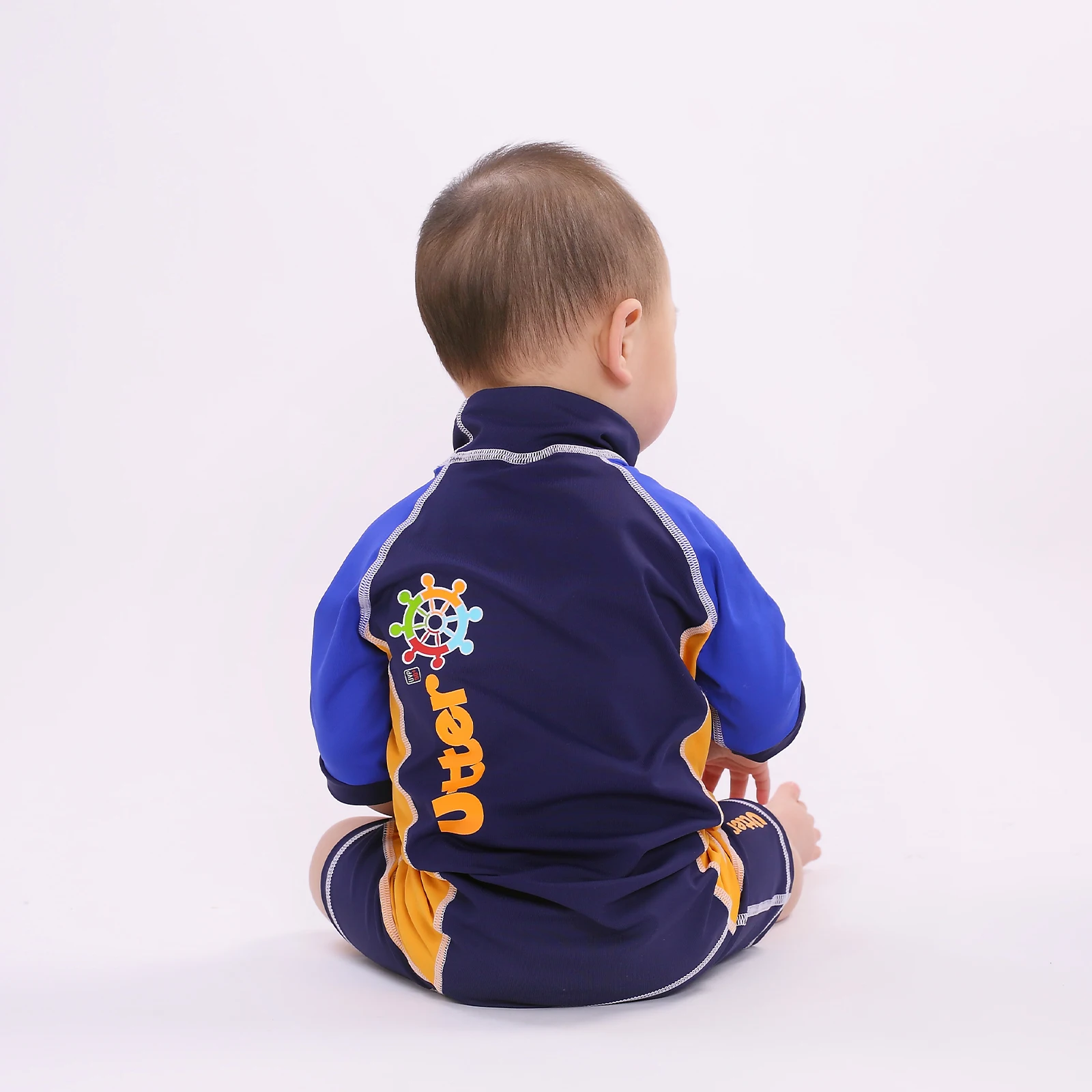 Toddler Kids Boys Swimsuits Sun Protection, Short Sleeves Swimwear for Beach, Swim Top and Swim Shorts