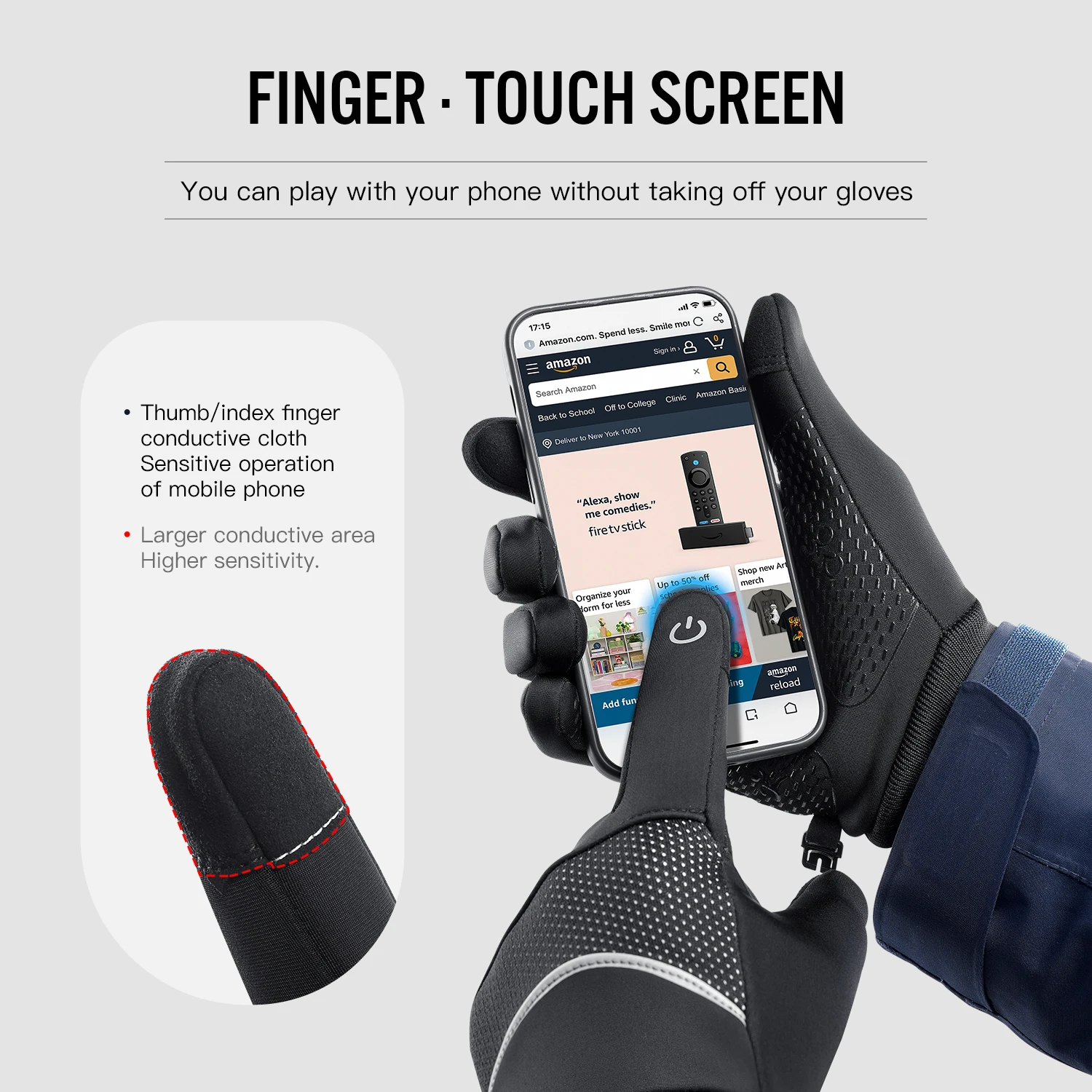 Kyncilor Winter Sports Cycling Skiing Gloves Black Warm Waterproof Touchscreen Nonslip Running Snowboard Motorcycle Gloves 3
