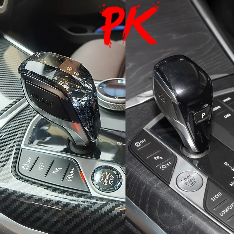 왼쪽 드라이브 크리스탈 LED 기어 로드 기어박스 핸들 기어 시프트 노브, BMW G30 G20 G21 G05G06 G01 F30 F10 F15 F16 F25 E70 E71 i4 g26