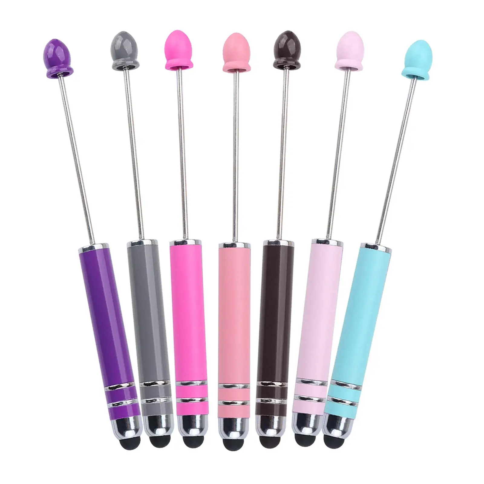7Pcs Creative Beadable Pens Ball Pen Cute Bead Pen for Exam Classroom Office