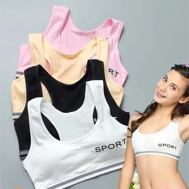 4pc/lot Children's Sports Bra Kids Training Fixed Double Layer Inserts