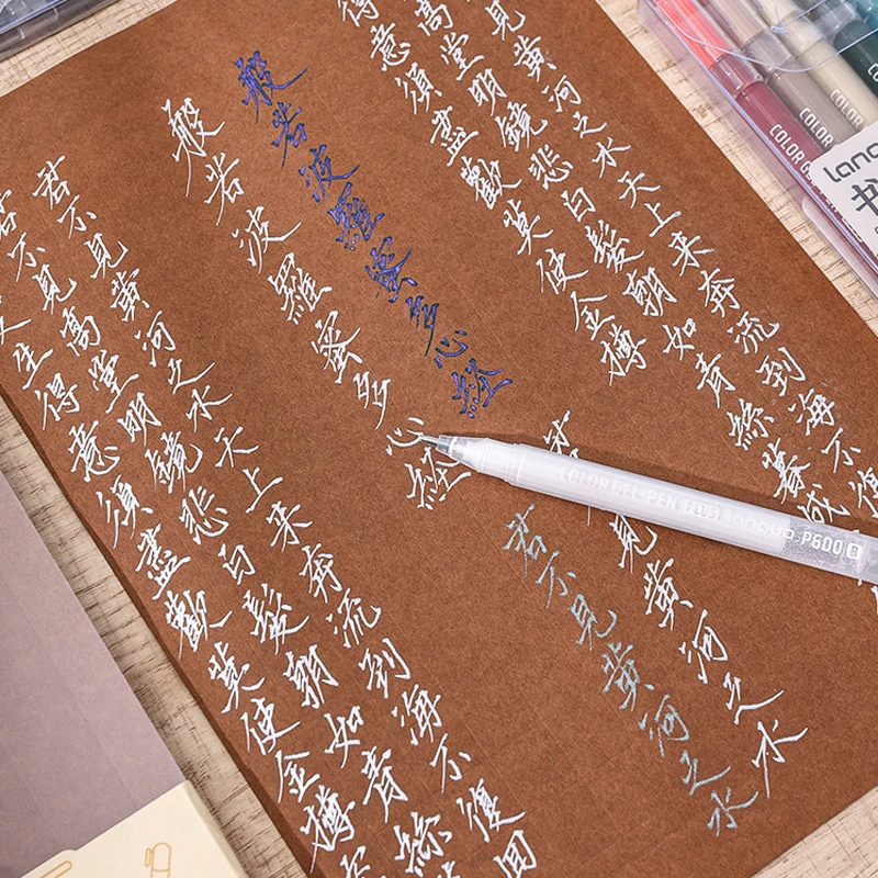 6 Pcs/Set Large Capacity Calligraphy Gel Pen 1.0mm Hard Tip Pens for Journaling Drawing Practice Planner Writing Stationery