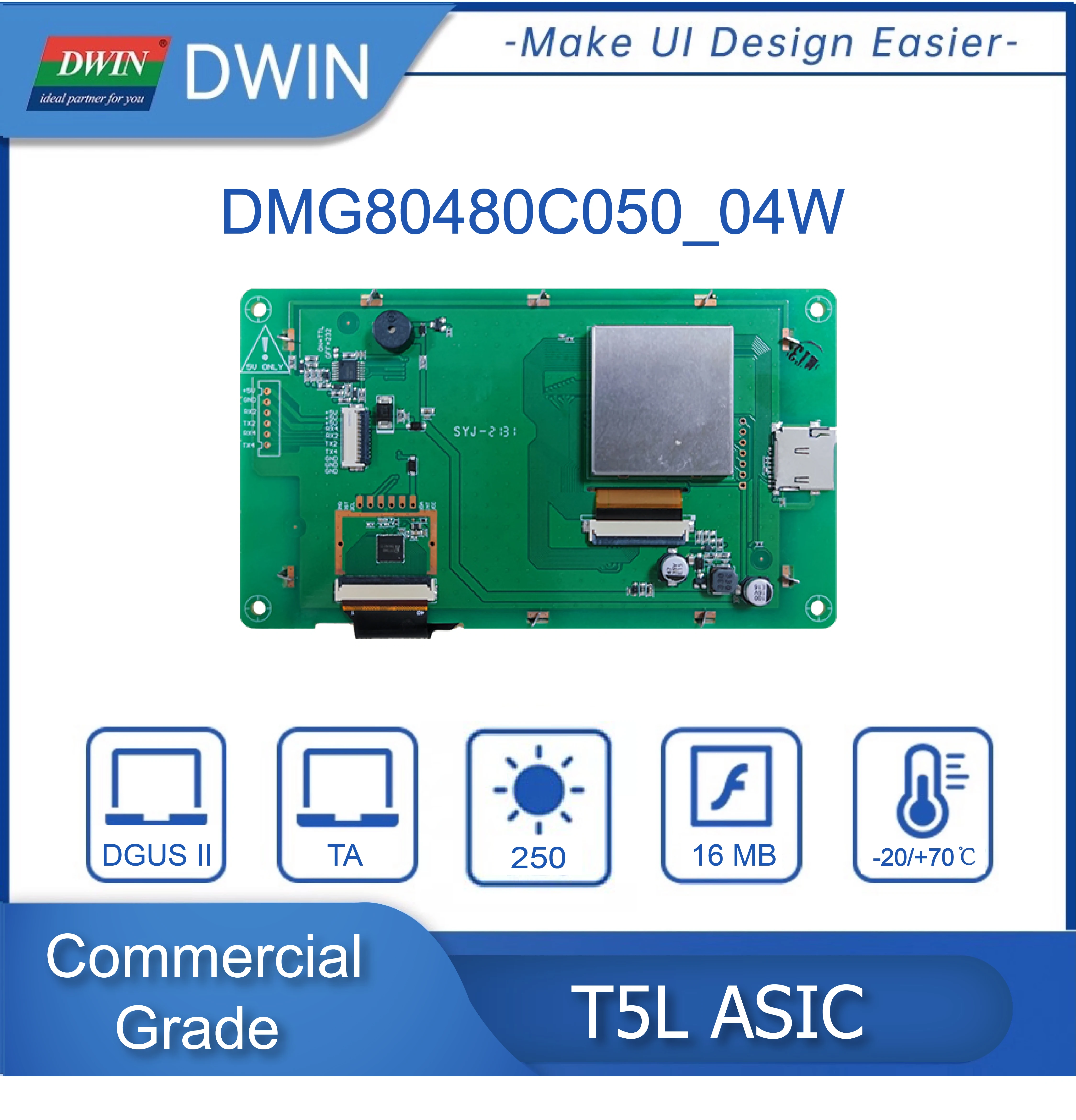 DWIN 800*480 Ƶ̳ ÷, RS232/TTL HMI Һ ġ г, ESP32 ȭ, LCD , Ʈ UART TFT , 5 ġ,  