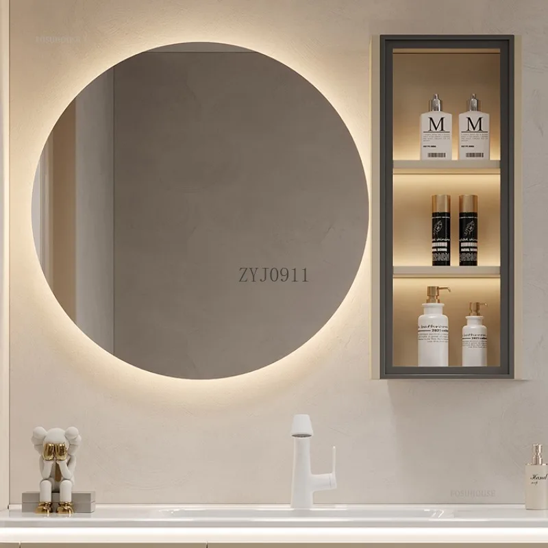 Luxury Bathroom Smart Side Cabinets with Light Mirror Cabinet Combination Bathroom Furniture Wall-mounted Mirror Cabinet Set