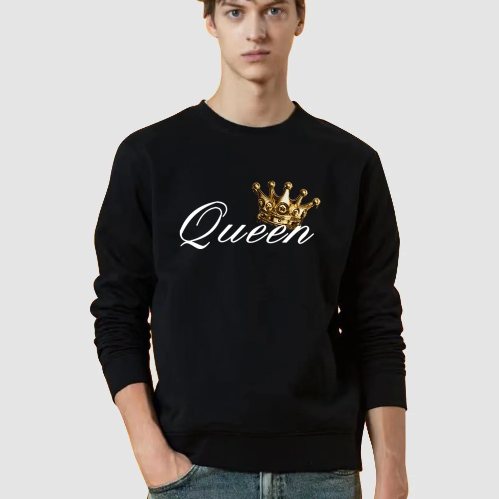 Men's Round Neck Black Pullover Long Sleeve Spring Autumn Thin Sweatshirt Clothes Casual Comfortable King Series O-Neck Tops
