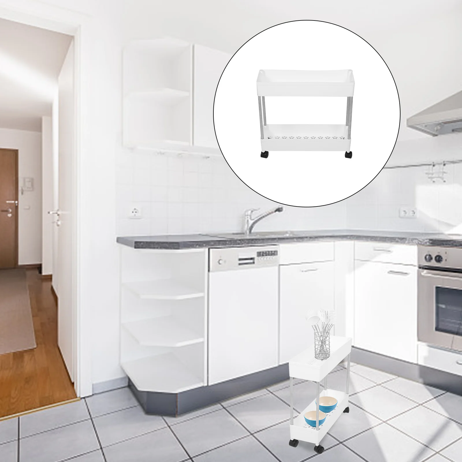 

1pc Premium Kitchen Trolley Rack Bathroom Trolley Rack Storage Trolley Rack