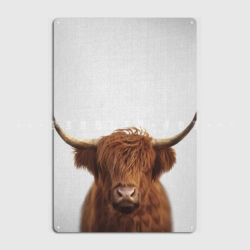 Highland Cow Красочный Плакат металлическая фотография дизайн паба гаража Настенный