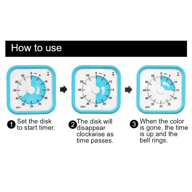 60 Minute Visual Timer Silent Mode Time Management Tool with Night Light Countdown Timer Kids Alarm Clock with Protective Case 4