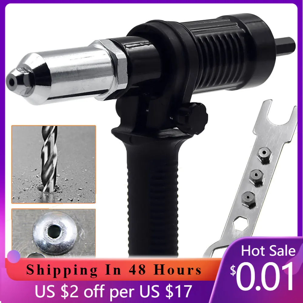Electric Rivet Nut Gun Adapter Cordless Riveting Drill Tool Aluminum