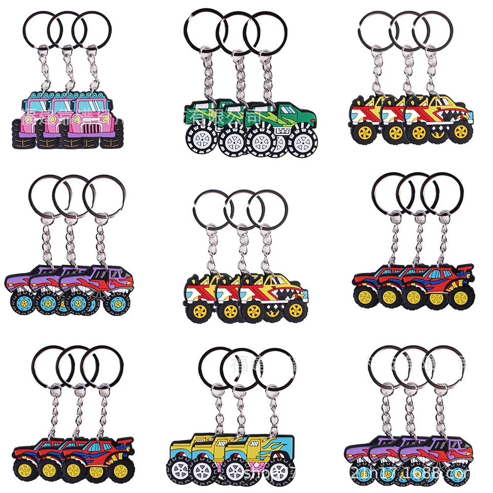 6/12/18/24 stücke Monster Truck Party Schlüssel bund Monster Truck Geburtstags feier liefert Schlüssel ring Silikon Auto Truck Party begünstigt Dekor