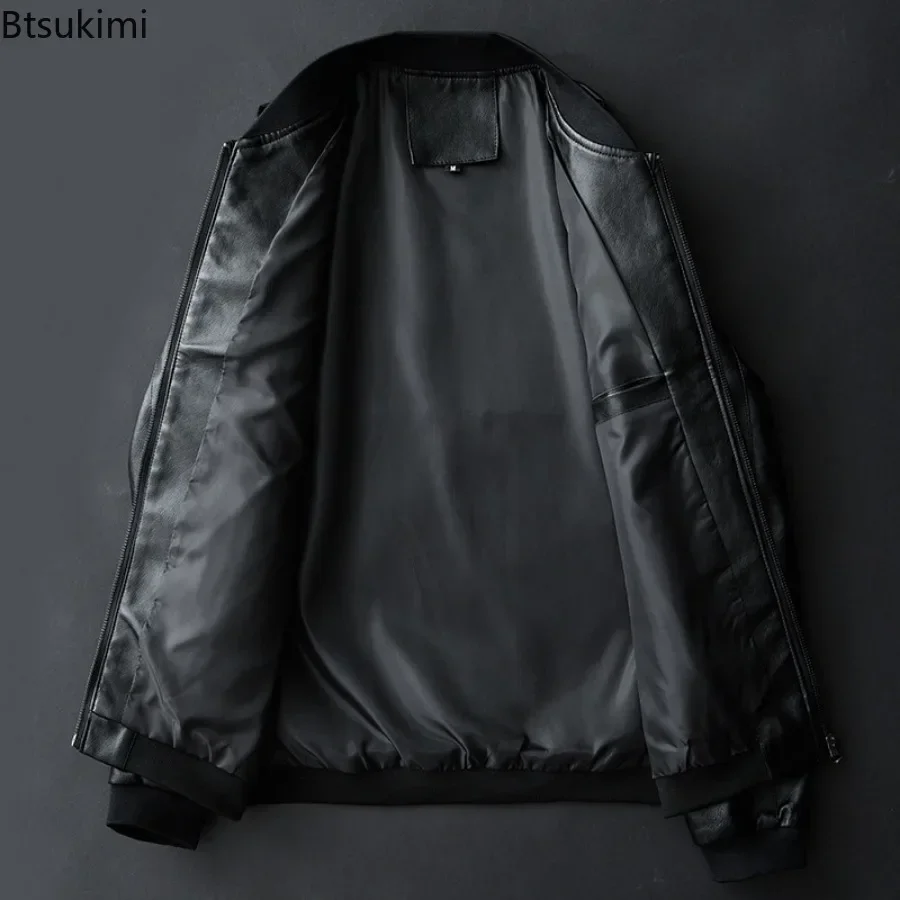 Autumn Winter Leather Jacket Coat for Men Bomber Motorcycle PU Jacket Causal Vintage Black Biker Pocket Zipper Jackets 7XL 8XL