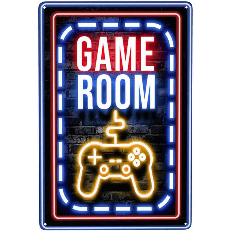 Targa Decorativa In Metallo Con Tema Videogiochi | Poster Da Parete Retrò 20x30 Cm | Alluminio Anti-Ruggine | Idea Regalo Per Gamers | Decorazione Per Camera Da Letto Ragazzi E Sala Giochi