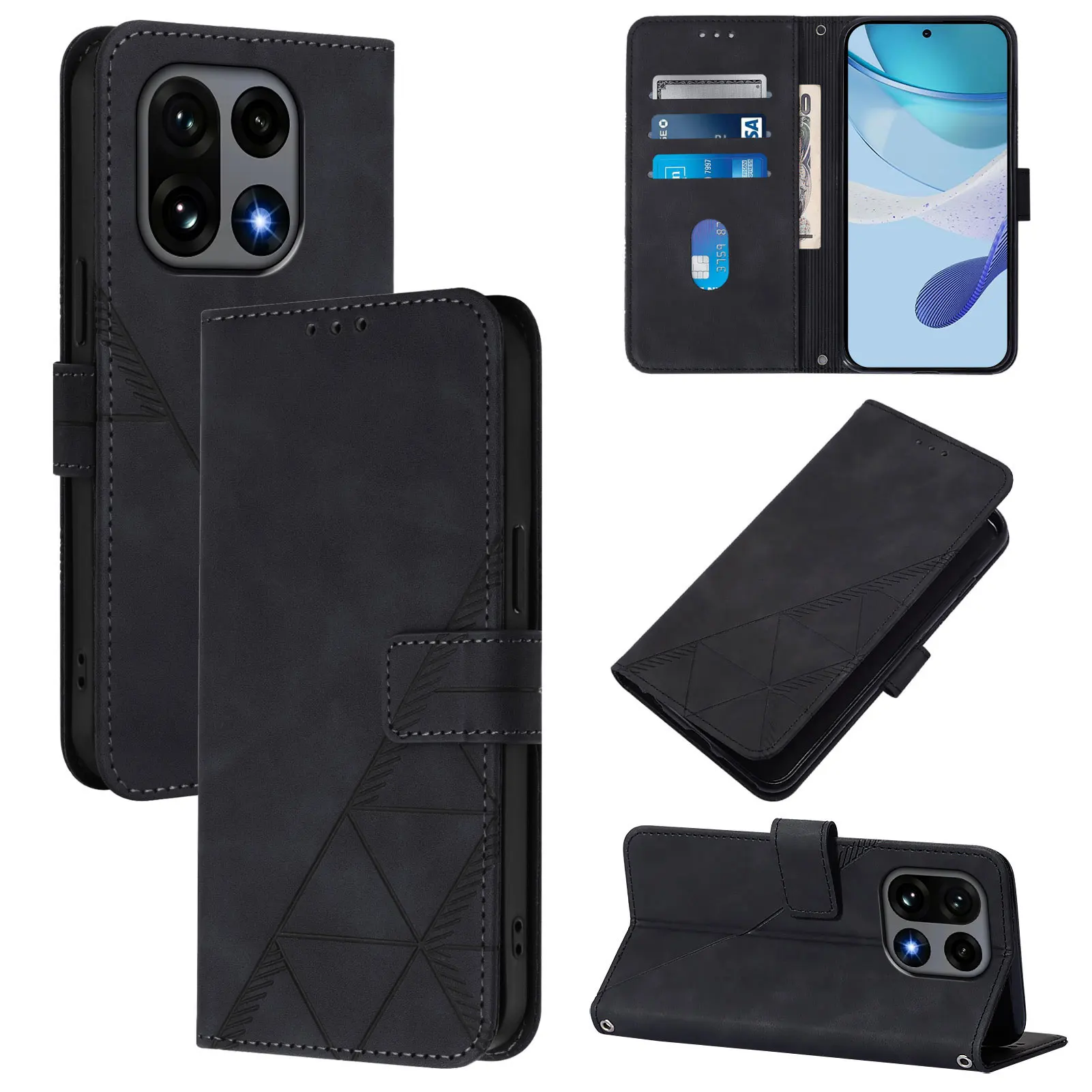 Magnetic Leather Wallet Phone Case with Flip Back Cover